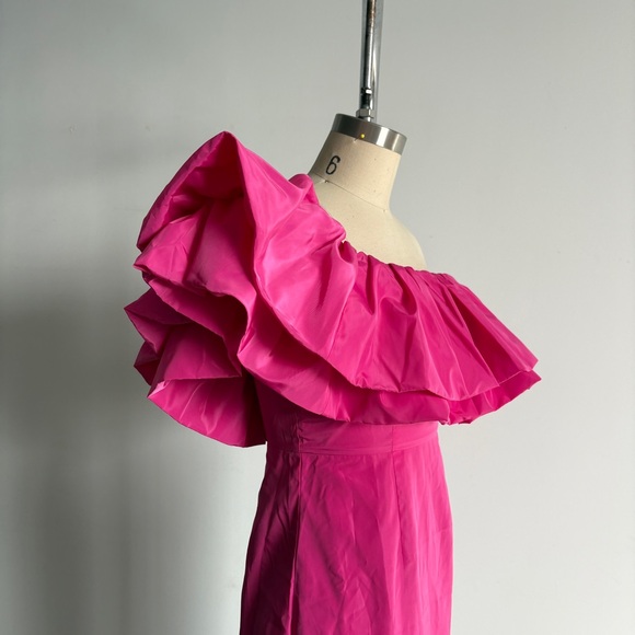 $595 NWT RHODE “Viola” Ruffle Midi Dress in Malibu Pink Sz 2 - Picture 6 of 13